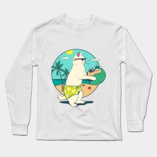 Cat drink coconut Long Sleeve T-Shirt